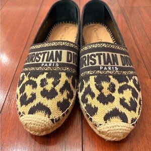 Dior Black and Tan Patterned Loafers